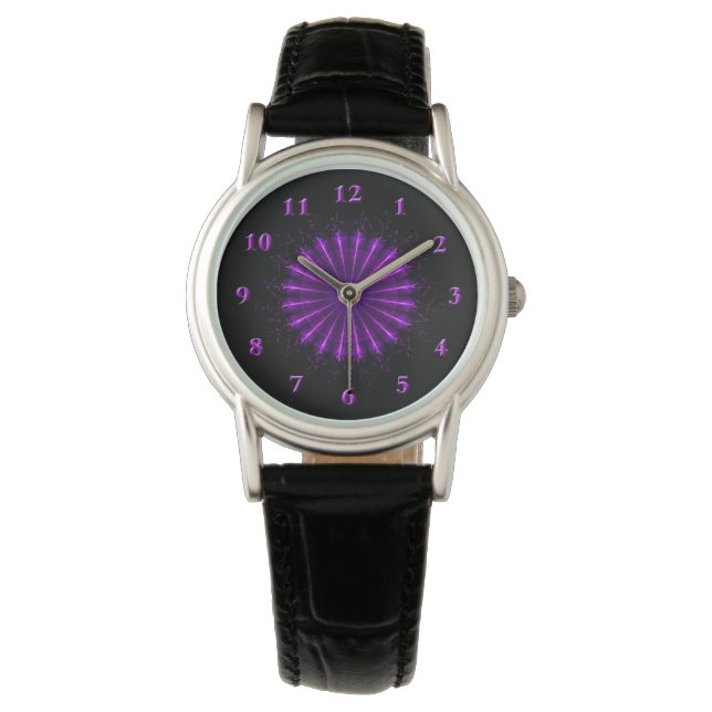 Purple Fractal Mandala (42)  eWatch Wristwatch (Front)
