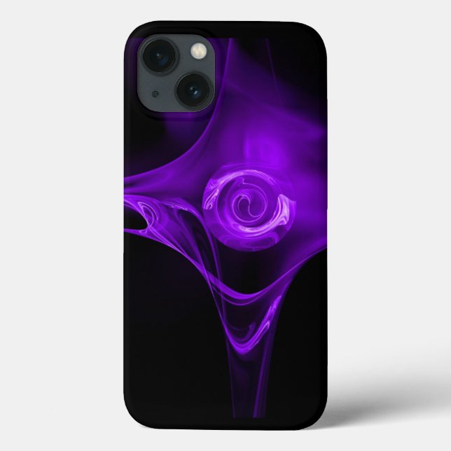 PURPLE FRACTAL ROSE IN BLACK Case-Mate iPhone CASE (Back)