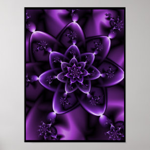 Purple Fractal Rose Poster