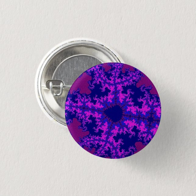 Purple Fractal Splash 1 Inch Round Button (Front & Back)