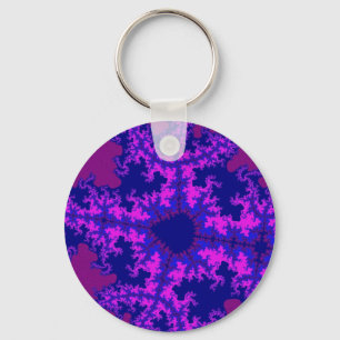 Purple Fractal Splash Keychain