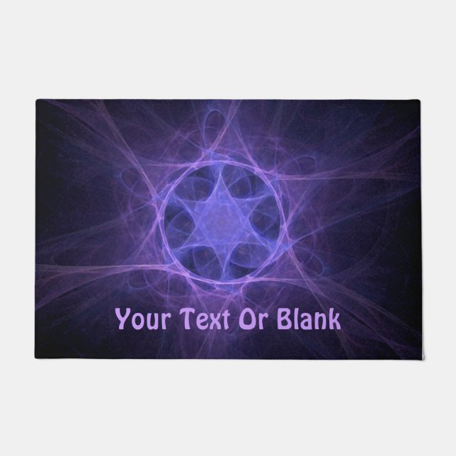 Purple Fractal Star Of David Doormat (Front)