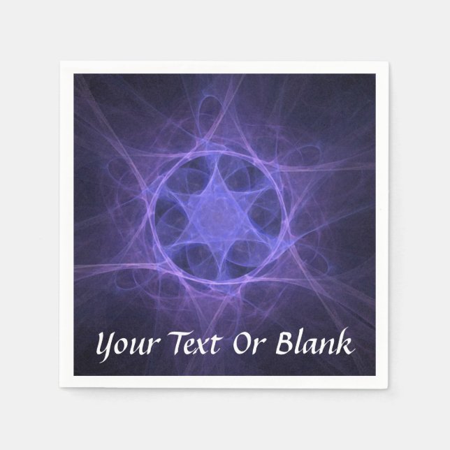 Purple Fractal Star of David Napkin (Front)