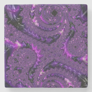 Purple Fractal Stone Coaster