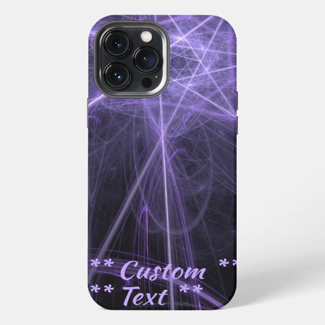 Purple Fractal w/ Custom Text iPhone Case (Back)