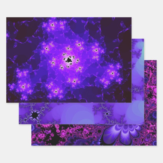 Purple Fractals Wrapping Paper Sheet Set (Set)