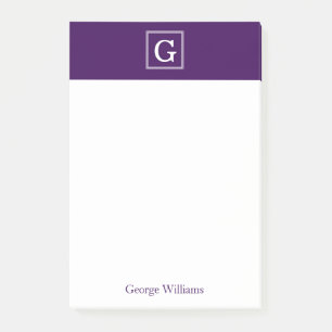 Purple Framed Monogram Personalized Post-it Notes