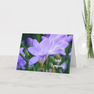 Purple Freesia Flower Tear Drop Sympathy Note Card