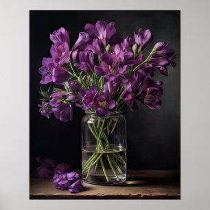 Purple Freesia Flowers Art Print Poster