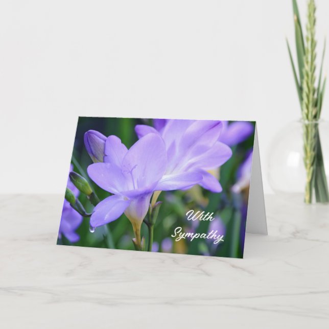 Purple Freesia Flowers Jardin Carte de Sympathie (Devant)