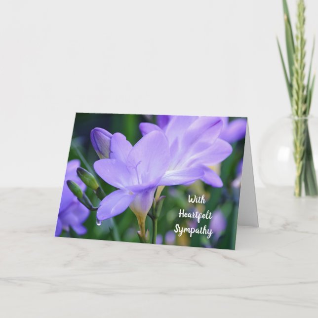 Purple Freesia Tear Drop Scripture Carte de Sympat (Devant)