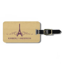 Purple French Flourish Luggage Tag