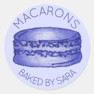 Purple French Macaron Cookie Baked By Homemade Classic Round Sticker