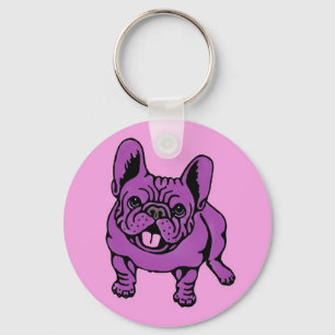 Purple Frenchie Keychain