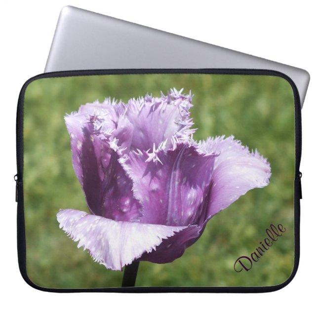 Purple Fringed Tulip Laptop Sleeve *Personalize* (Front)