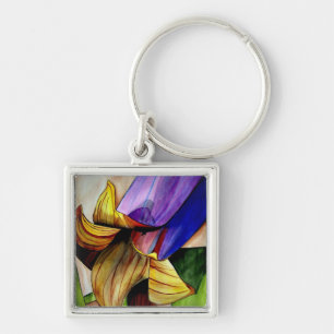 Purple Fritillary flower original art watercolor Keychain