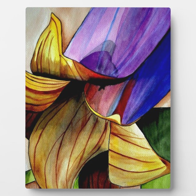 Purple Fritillary flower original art watercolor Plaque (Front)