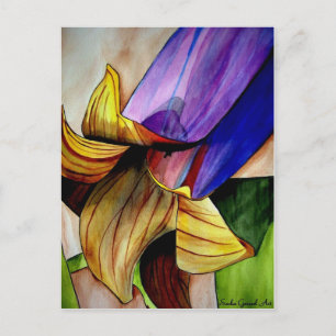 Purple Fritillary flower original art watercolor Postcard