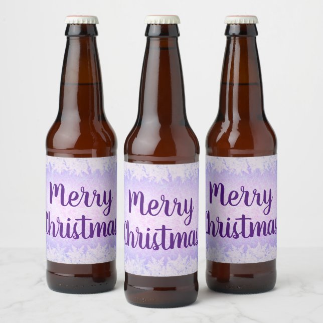 Purple frost Merry Christmas Beer Bottle Label (Bottles)