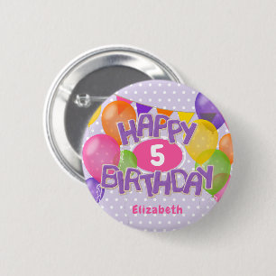 purple frosted cookies w balloons happy birthday 2 inch round button