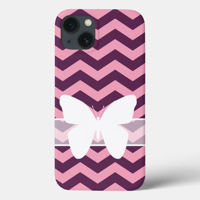 Purple Frosted Orchid Chevrons with Butterfly Case-Mate iPhone Case (Back)