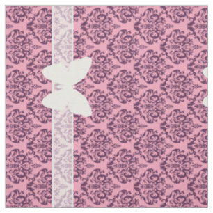 Purple Frosted Orchid Damask with Butterfly Fabric