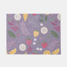 "Purple Fruit and Floral Pattern Door Mat"