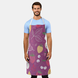 "Purple Fruit and Leaf Pattern Apron" Apron