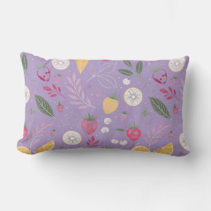 “Purple Fruit Floral Lumbar Pillow 13x21”