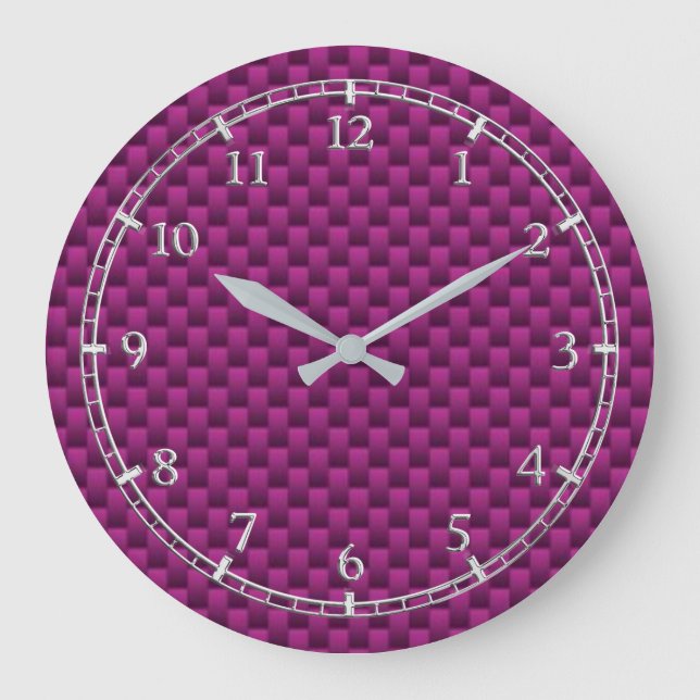Purple Fuchsia Carbon Fibre Dial Large Clock (Front)