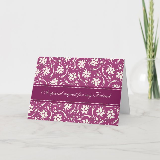 Purple Fuchsia Friend Bridesmaid Invitation Card (Front)