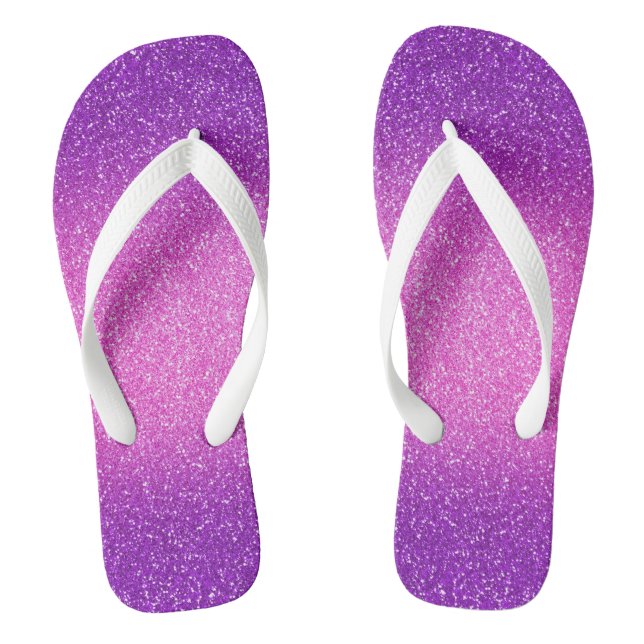 Purple-Fuchsia Ombre Glitters, Pair of Flip Flops (Footbed)