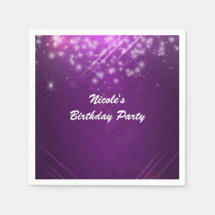 Purple Fuchsia Sparkle Glam Dance Club Party Napkin