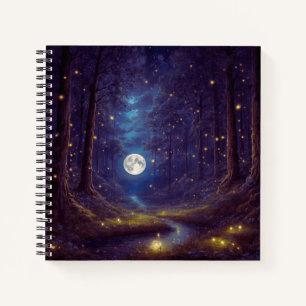 Purple Full Moon & Fireflies Hard Cover Journal
