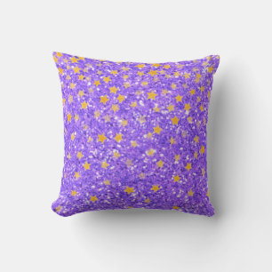 Purple fun sparkling glittery star pattern    throw pillow