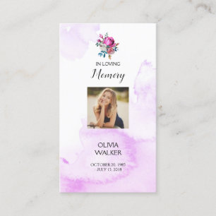  Purple Funeral Bookmark, Funeral Keepsake Cards