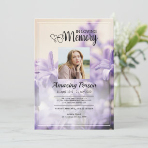 Purple Funeral order of service Invitation