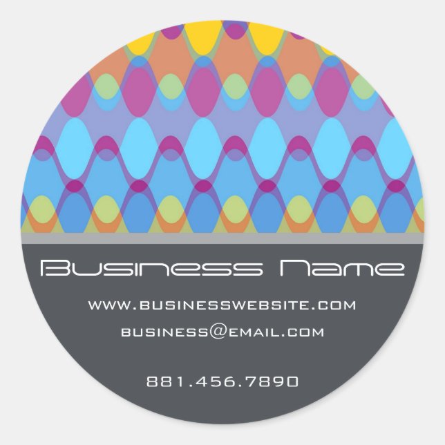 Purple Funky Groovy Zig Zag Waves Chevron Pattern Classic Round Sticker (Front)