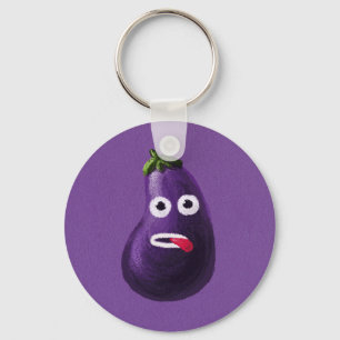 Purple Funny Cartoon Eggplant Keychain