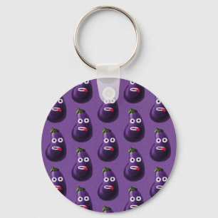 Purple Funny Cartoon Eggplant Pattern Keychain
