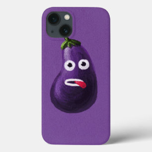 Purple Funny Cartoon Eggplant Protective iPhone 13 Case