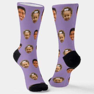 Purple Funny Custom 2 Face Photo Mom Socks