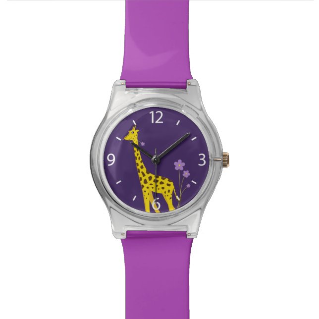 Purple Funny Giraffe Roller Skating Kids Watch (Close Up)