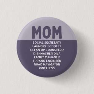 Purple Funny Mom Joke Mom's Life 1 Inch Round Button