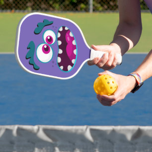 Purple Funny Monster Character Happy Scary Face Pickleball Paddle