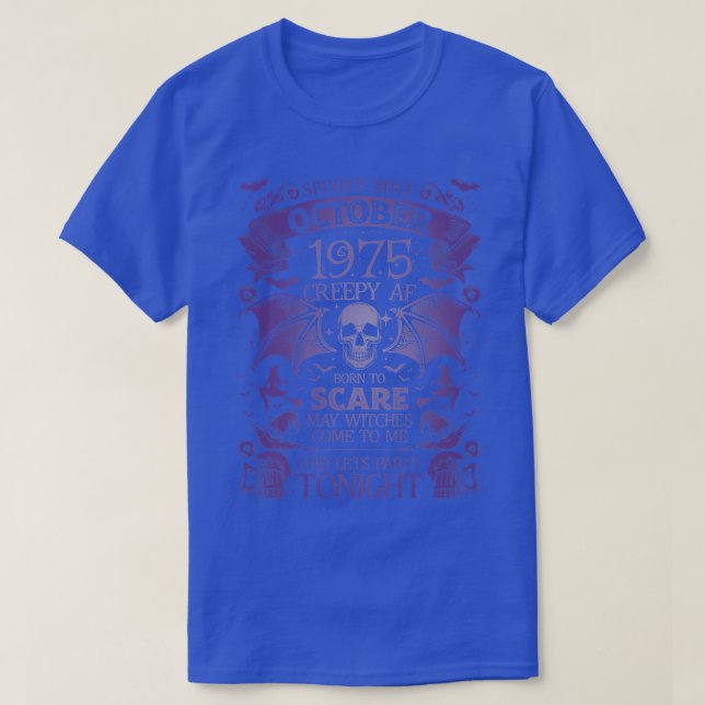 Purple Funny Spooky Since October 1975 Halloween B T-Shirt (Design Front)