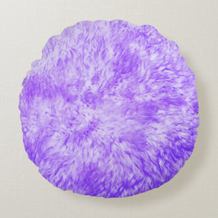 Purple Fur Frenzy Round Pillow