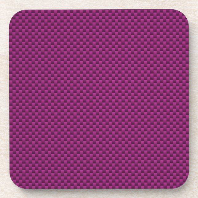 Purple Fushia Carbon Fibre Style Print Coaster (Front)