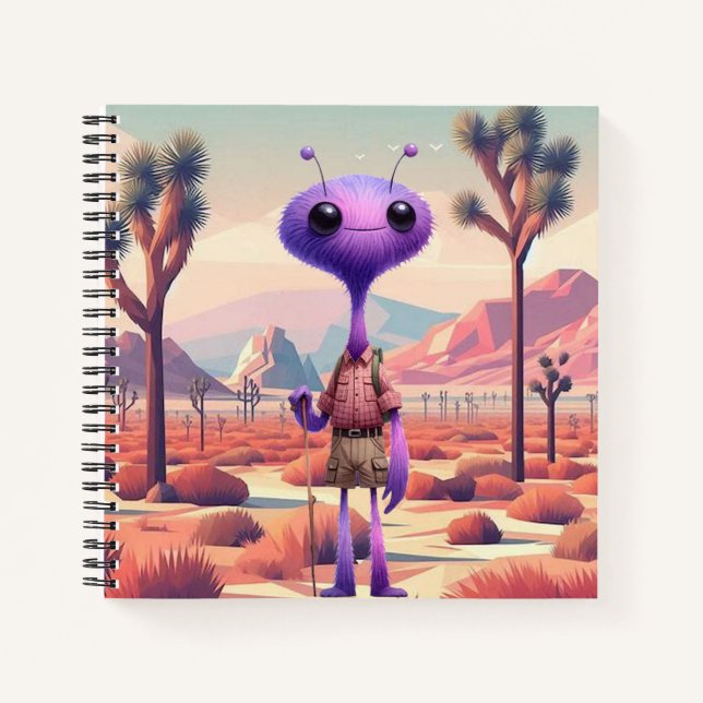 Purple Fuzzy Alien Hiker Notebook (Front)