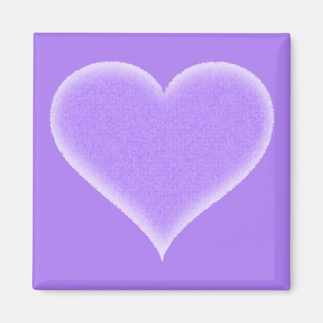 Purple Fuzzy Heart Customizable Magnet (Front)